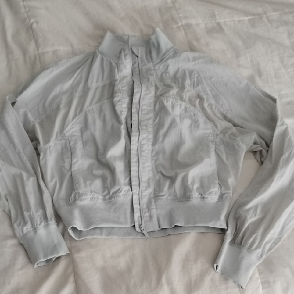 Lululemon Athletica Blue Bomber Jacket with Quilted Accents